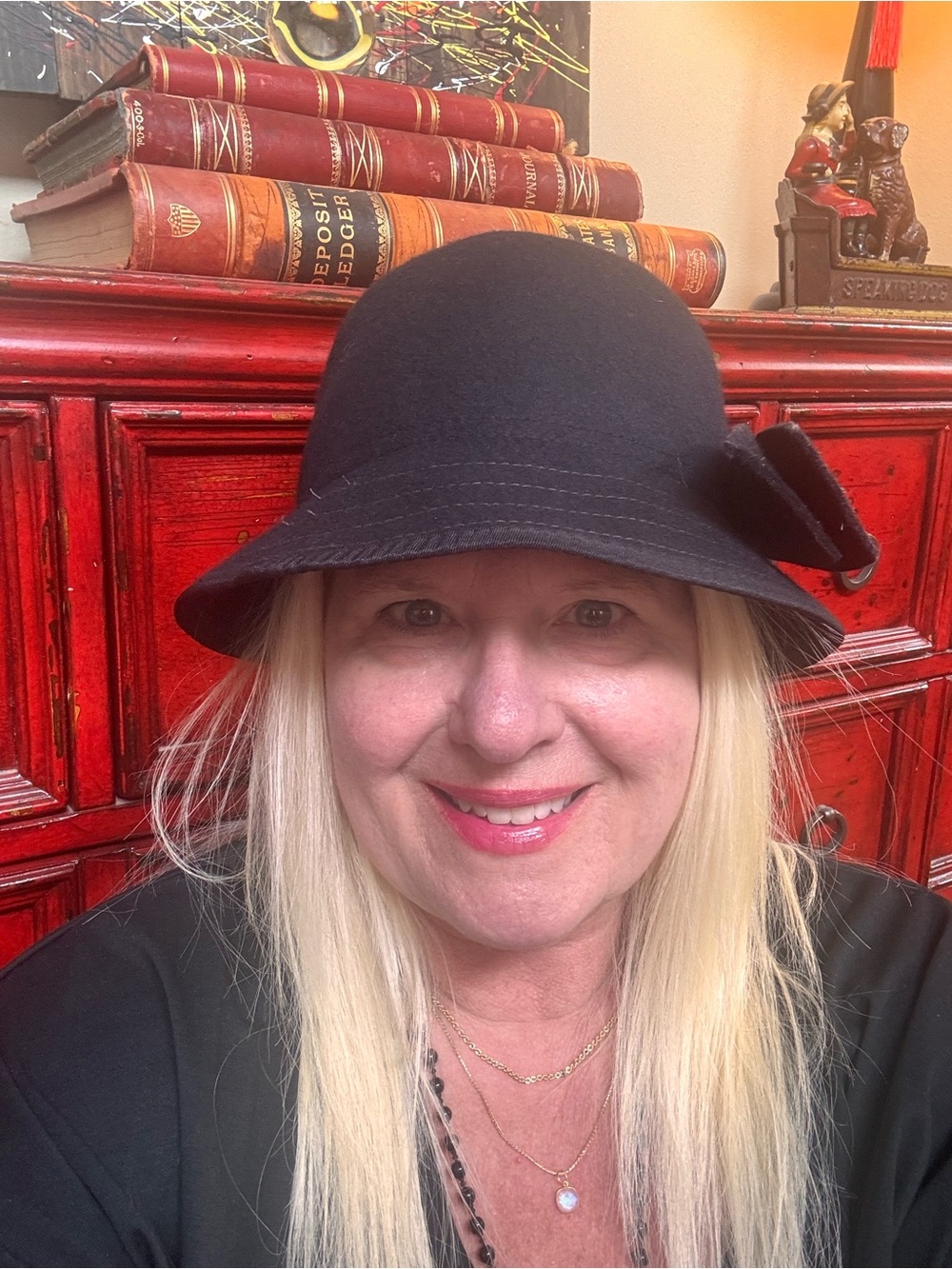 Goorin Bros Black Wool Cloche Hat with Side Flower